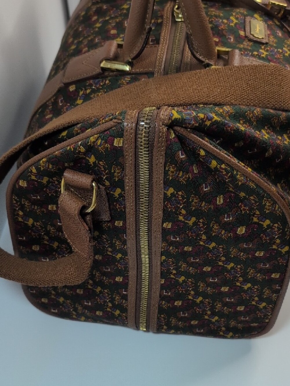 Salvatore Ferragamo Vintage Horse-print Boston Duffel Travel Bag - Picture 4 of 16